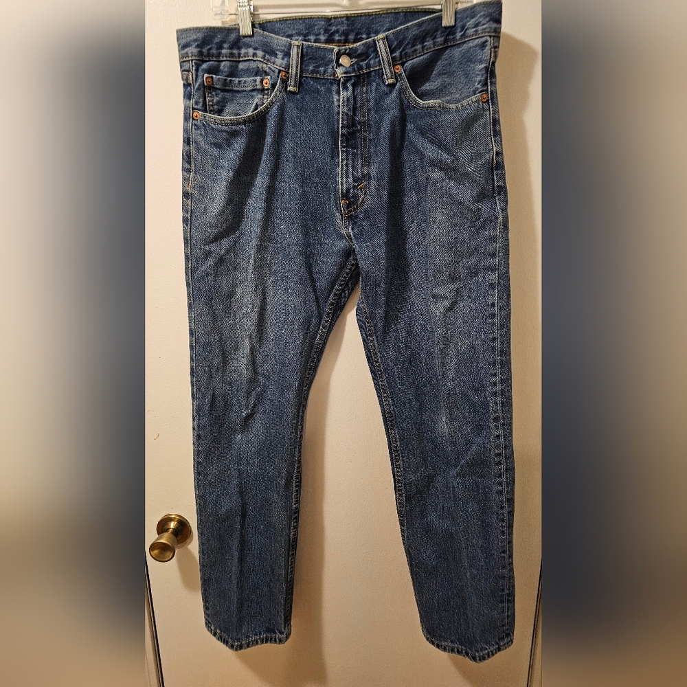 Levi’s 505 Straight Denim Blue 100% Cotton Jeans Men's Size‎ 34X30